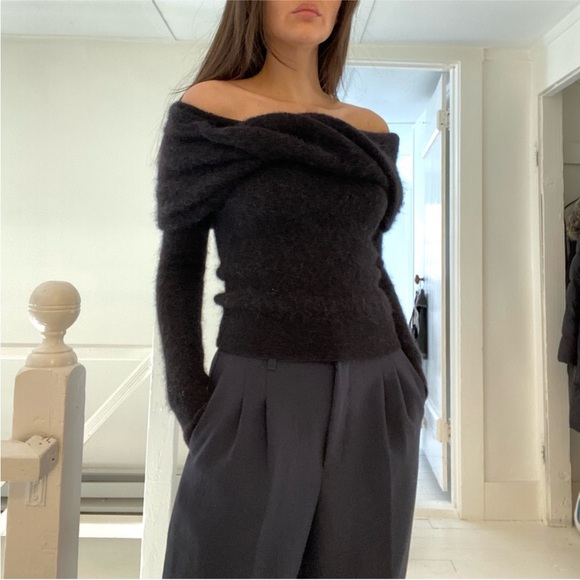 BNWT MASSIMO DUTTI STUDIO BLACK DOUBLE COLLAR DETAIL SWEATER SZ M - Picture 1 of 9